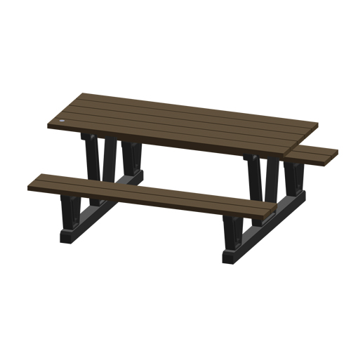 Recycled Plastic Outdoor Picnic Tables, 72" L x 60-5/16" W, Walnut Ottawa Fastener Supply