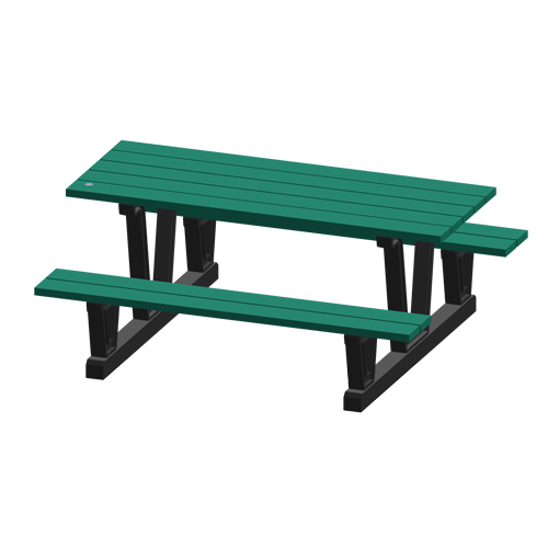 Recycled Plastic Outdoor Picnic Tables, 72" L x 60-5/16" W, Green Ottawa Fastener Supply