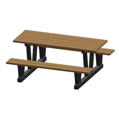 Recycled Plastic Outdoor Picnic Tables, 72" L x 60-5/16" W, Redwood Ottawa Fastener Supply