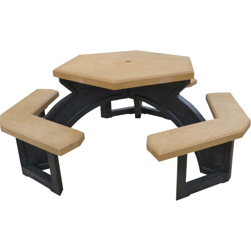 Recycled Plastic Hexagon Picnic Tables, 78" L x 78" W, Cedar Ottawa Fastener Supply