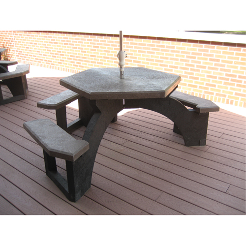 Recycled Plastic Hexagon Picnic Tables, 78" L x 78" W, Brown Ottawa Fastener Supply