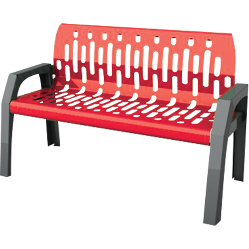 Stream Benches, Steel, 48" L x 25" W x 34" H, Red Ottawa Fastener Supply