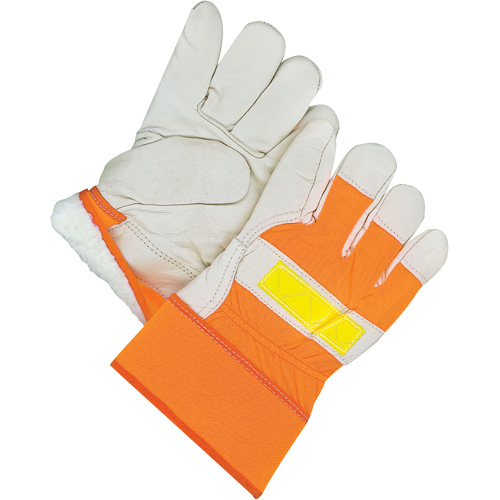 Classic High-Visibility Fitter Gloves, One Size, Grain Cowhide Palm, Acrylic-Pile Inner Lining Ottawa Fastener Supply