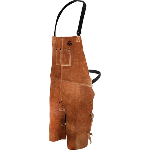 Leather Welding Apron, Split-Leg Bib, 36" L, Brown Ottawa Fastener Supply