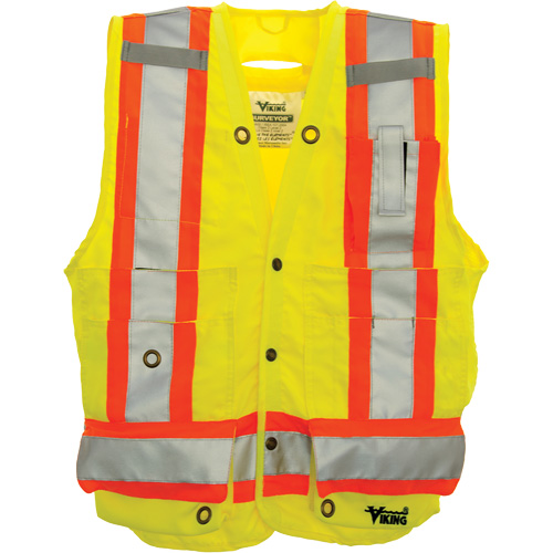 Surveyor Safety Vest, High Visibility Lime-Yellow, Large, Polyester Ottawa Fastener Supply