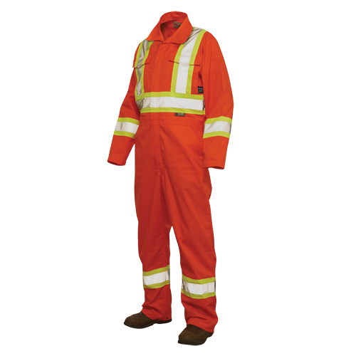 Unlined Safety Coveralls, Large, High Visibility Orange Ottawa Fastener Supply