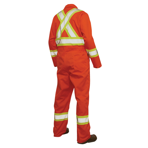 Unlined Safety Coveralls, Large, High Visibility Orange Ottawa Fastener Supply