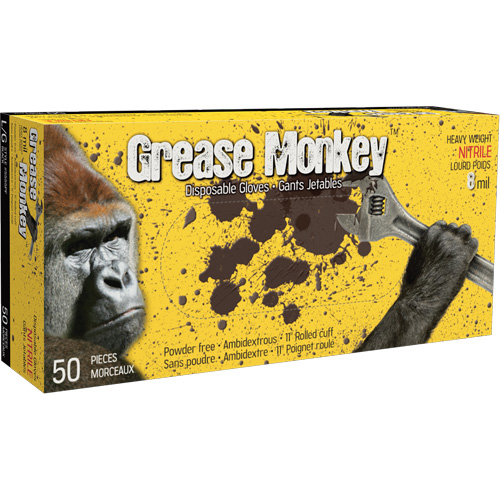 Grease Monkey&reg; Gloves, Large, Nitrile, 8-mil, Powder-Free, Black Ottawa Fastener Supply