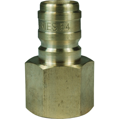 DQC E-Series Straight Through Interchange Plug, Brass, 3/4", Female NPTF, 1700 PSI Ottawa Fastener Supply