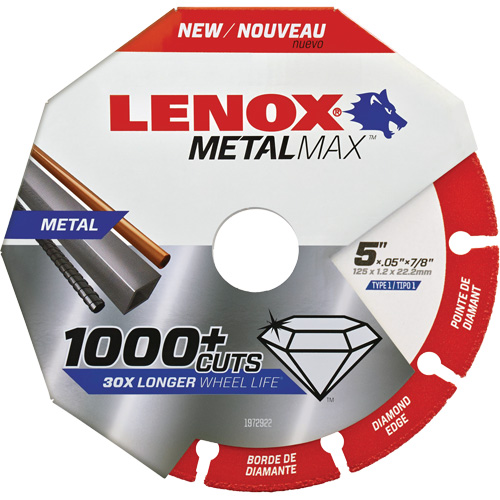 MetalMax Cut-Off Wheel, 5" x 0.05", 7/8" Arbor, Type 1, Diamond, 12200 RPM Ottawa Fastener Supply