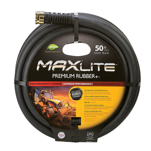 MAXLite Water Hose, Rubber, 3/4" dia. x 50' L Ottawa Fastener Supply