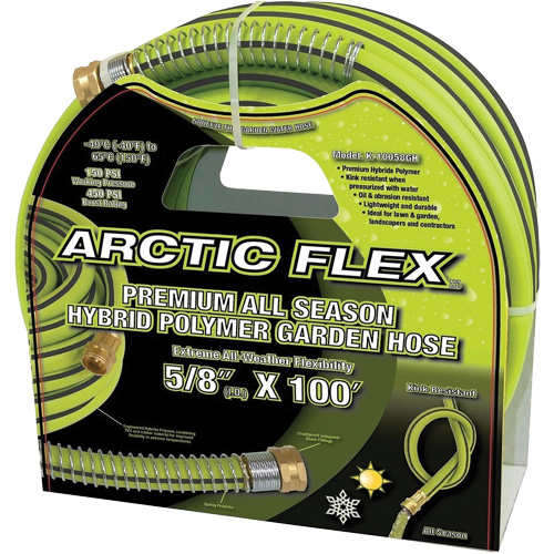 Premium Hybrid Polymer Garden Hose, PVC/Rubber, 5/8" dia. x 100' Ottawa Fastener Supply