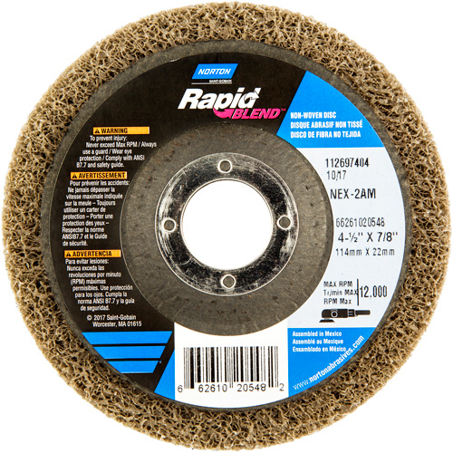 DISQUE FINITION RAPIDE 4 1/2X7/8 NEX-2AM MOY, 4-1/2" dia., Grain Moyen, Oxyde d'aluminium Ottawa Fastener Supply