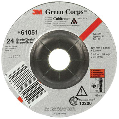 Meule flexible Green Corps, 5" x 1/4", Arbre 7/8", C&eacute;ramique, Type 1 Ottawa Fastener Supply