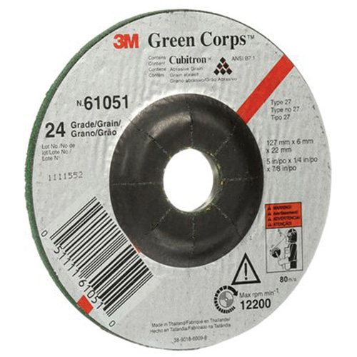 Meule flexible Green Corps, 5" x 1/4", Arbre 7/8", C&eacute;ramique, Type 1 Ottawa Fastener Supply