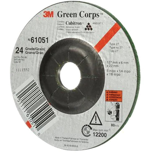 Meule flexible Green Corps, 5" x 1/4", Arbre 7/8", C&eacute;ramique, Type 1 Ottawa Fastener Supply