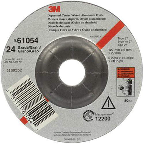 Depressed Centre Grinding Wheel, 5" x 27, Aluminum Oxide Ottawa Fastener Supply