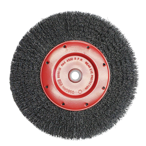 Economy Crimped Wire Wheel Brushes - Narrow Face, 6" Dia., 0.014 Fill, 2" Arbor Ottawa Fastener Supply