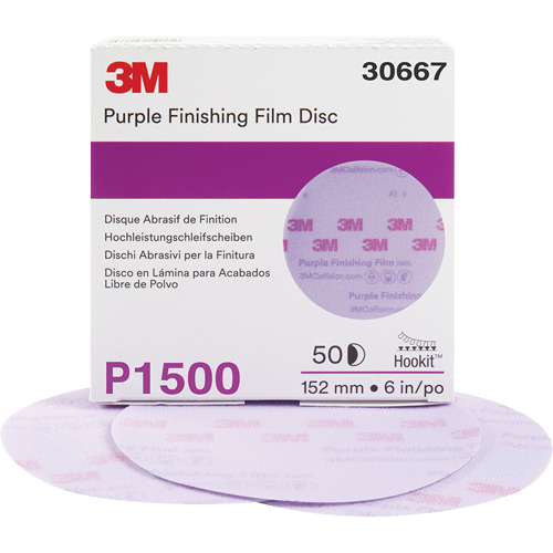 Hookit Purple Finishing Film Abrasive Disc, 6" Dia., P1500 Grit, Aluminum Oxide Ottawa Fastener Supply