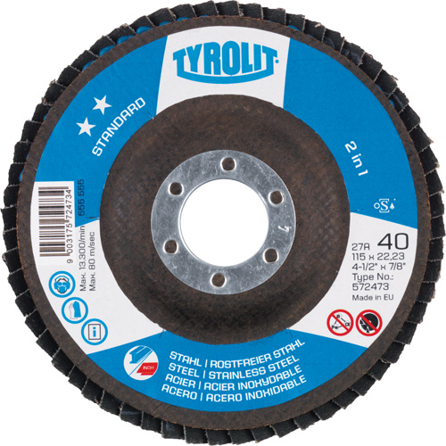 Standard 2 In 1 Flap Disc Wheel, 5" x 7/8", Type 29, 40 Grit, Zirconium Ottawa Fastener Supply