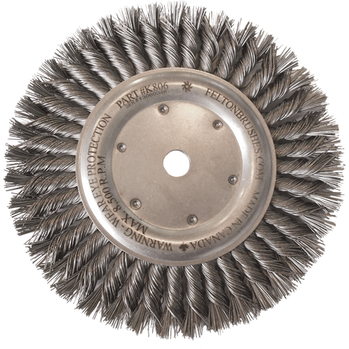 Brosses m&eacute;talliques &agrave; touret, Dia. 8", Fils 0,014", Arbre 5/8"-11, Acier Ottawa Fastener Supply