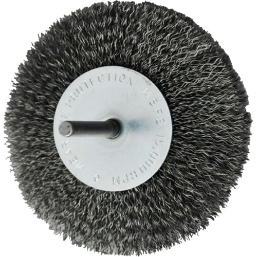 Brosses mont&eacute;es &agrave; fils cr&ecirc;p&eacute;s circulaires, 4", Fils 0,008", Tige 1/4" Ottawa Fastener Supply