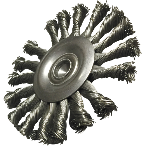Brosses mont&eacute;es &agrave; fils nou&eacute;s circulaires, 3-1/2" dia., dia. Des fils 0,014", Tige 1/4" Ottawa Fastener Supply