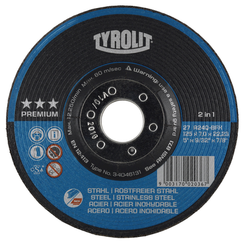 2-IN-1 Performance Plus Grinding Disc, 7" x 9/32", 7/8" Arbor, Type 27 Ottawa Fastener Supply