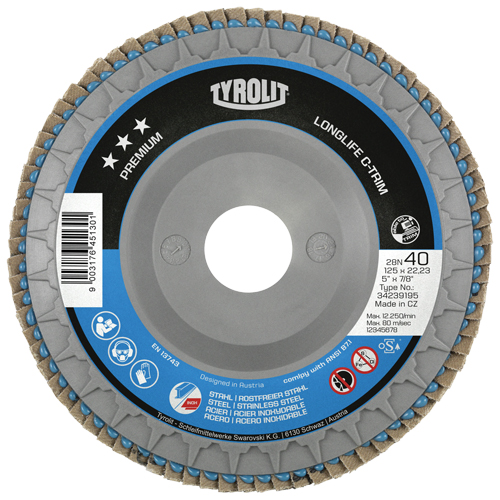 Heavy-Duty C-Trim Flap Disc, 6" x 7/8", Type 29, 40 Grit, Zirconium Ottawa Fastener Supply