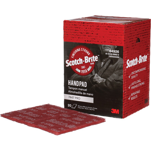 Scotch-Brite 7447 Hand Pads, Aluminum Oxide, 9" x 6", Very Fine Grit Ottawa Fastener Supply