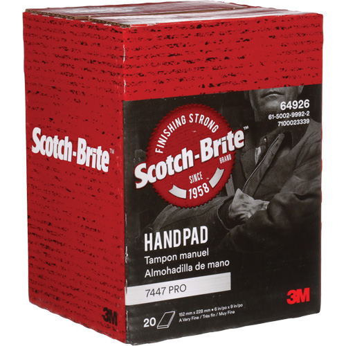 Scotch-Brite 7447 Hand Pads, Aluminum Oxide, 9" x 6", Very Fine Grit Ottawa Fastener Supply