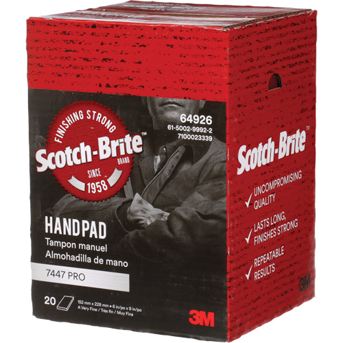 Scotch-Brite 7447 Hand Pads, Aluminum Oxide, 9" x 6", Very Fine Grit Ottawa Fastener Supply