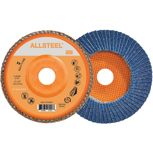 AllSteel Flap Disc, 6" x 7/8", Type 27, 60 Grit, Zirconia Alumina Ottawa Fastener Supply