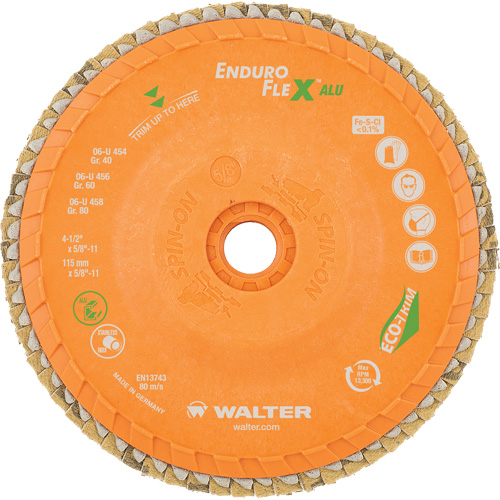 Enduro-Flex Alu Spin-On Flap Disc, 4-1/2" x 5/8"-11, Type 27, 40 Grit, Zirconia Alumina Ottawa Fastener Supply