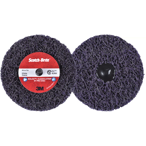 Disque  Clean and Strip  XT Pro Roloc Scotch-Brite, 4" dia., Grain Extra grossier, Carbure de silicium Ottawa Fastener Supply