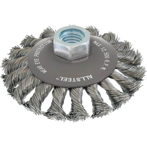 AllSteel Wire Brush, 5" Dia., 0.02" Fill, 5/8"-11 Arbor, Steel Ottawa Fastener Supply