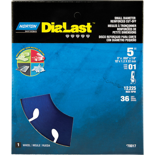 Meule &agrave; tronçonner Dialast RightCut, 5" x 0,05", Arbre de 7/8", Type 01/41, Losange, 12225 Tr/min Ottawa Fastener Supply