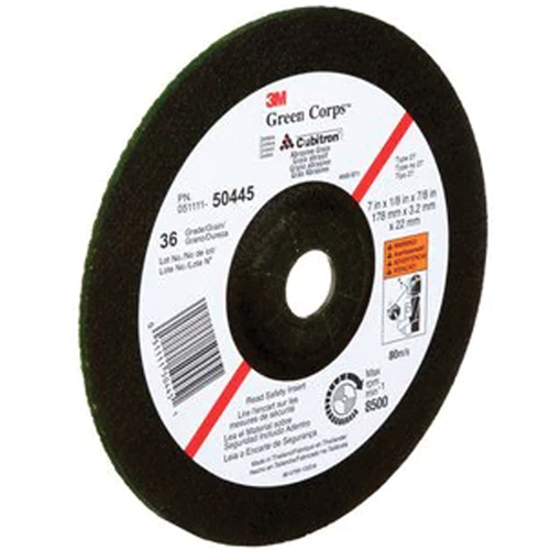 Green Corps Depressed Centre Wheel, 7" x 1/8", 7/8" Arbor, Ceramic, Type 27 Ottawa Fastener Supply