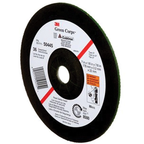 Green Corps Depressed Centre Wheel, 7" x 1/8", 7/8" Arbor, Ceramic, Type 27 Ottawa Fastener Supply