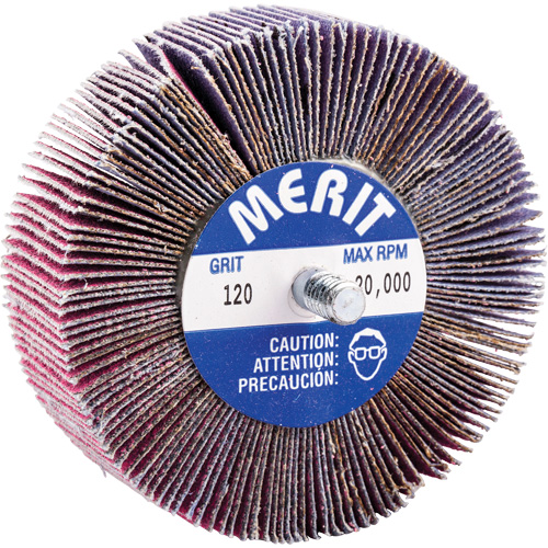 Threaded Mini Flap Wheel, Ceramic Alumina, 120 Grit, 3" x 1" x 1/4"-20 Ottawa Fastener Supply