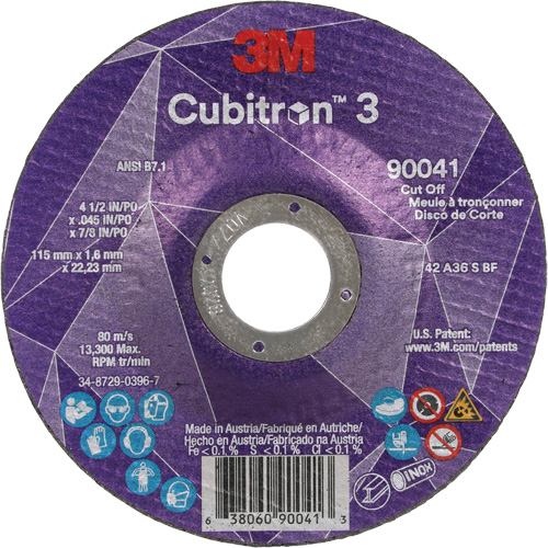 Cubitron 3 Cut-Off Wheel, 4-1/2" x 0.045", 7/8" Arbor, Type T27, Ceramic, 13300 RPM Ottawa Fastener Supply
