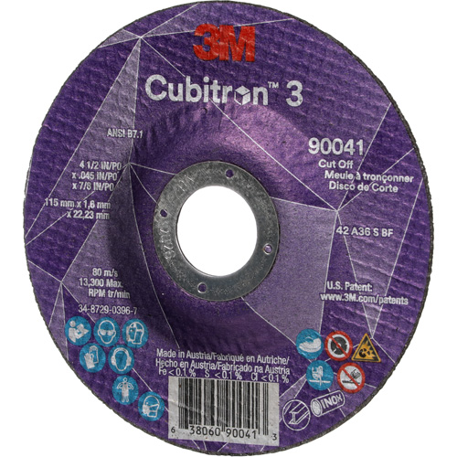 Cubitron 3 Cut-Off Wheel, 4-1/2" x 0.045", 7/8" Arbor, Type T27, Ceramic, 13300 RPM Ottawa Fastener Supply