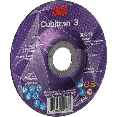 Cubitron 3 Cut-Off Wheel, 4-1/2" x 0.045", 7/8" Arbor, Type T27, Ceramic, 13300 RPM Ottawa Fastener Supply