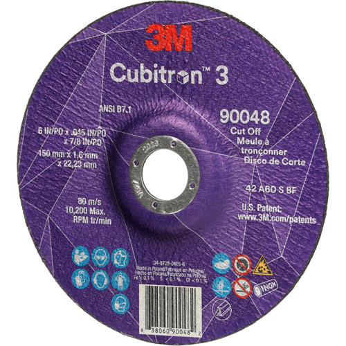 Cubitron 3 Cut-Off Wheel, 6" x 0.045", 7/8" Arbor, Type T27, Ceramic, 10200 RPM Ottawa Fastener Supply