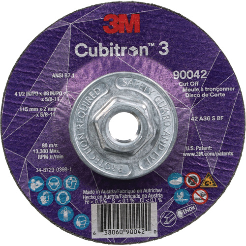 Meule &agrave; tronçonner Cubitron 3, 4-1/2" x 0,09", Arbre de 5/8"-11, Type T27, C&eacute;ramique, 13 300 Tr/min Ottawa Fastener Supply