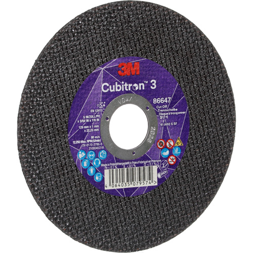 Cubitron 3 Cutting Disc, 5" x 9/32", 3/8" Arbor, Type 41 Ottawa Fastener Supply