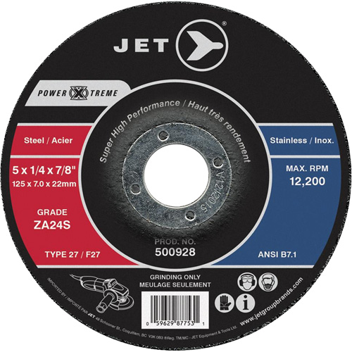 Meule Power-Xtreme ZA24S, 4-1/2" x 1/4", Arbre 7/8", Type 27 Ottawa Fastener Supply