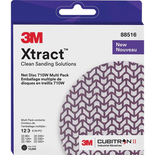 Xtract Cubitron II Net Disc 710W Multi Pack, 6" Dia., 80+/120+/240+/220+/320+/180+ Grit, Ceramic Ottawa Fastener Supply