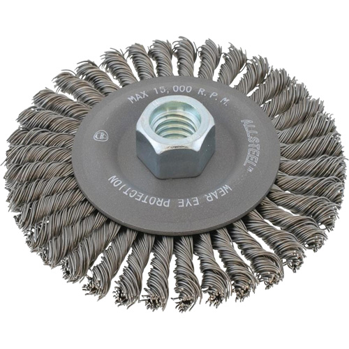 ALLSTEEL Wheel Wire Brush, 6" Dia., 0.02" Fill, 5/8"-11 Arbor Ottawa Fastener Supply