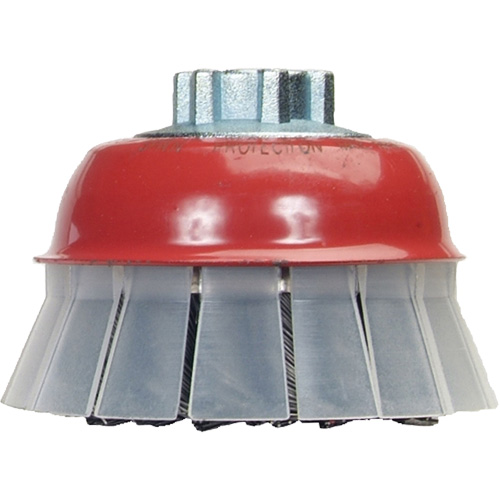 Brosse-boisseau &agrave; fils nou&eacute;s avec protecteur, 4" dia. x 5/8"-11 arbre Ottawa Fastener Supply